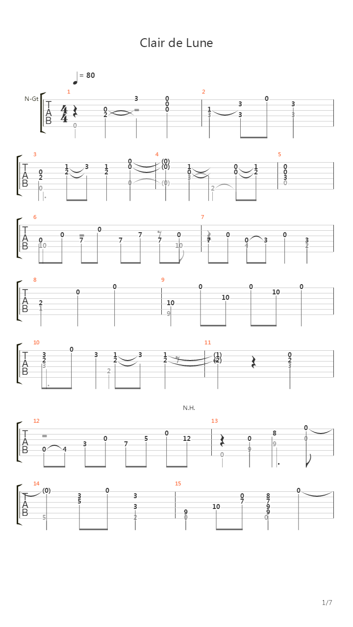 Clair de Lune debussy吉他谱