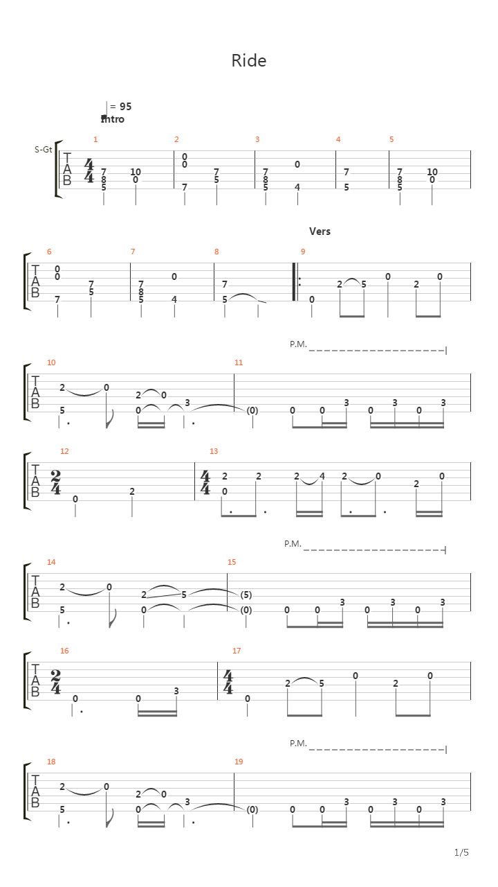 Ride吉他谱