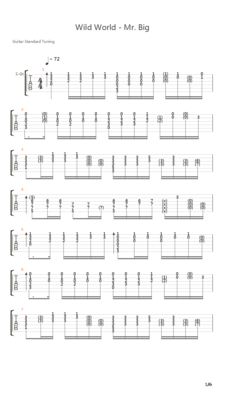 Wild World吉他谱