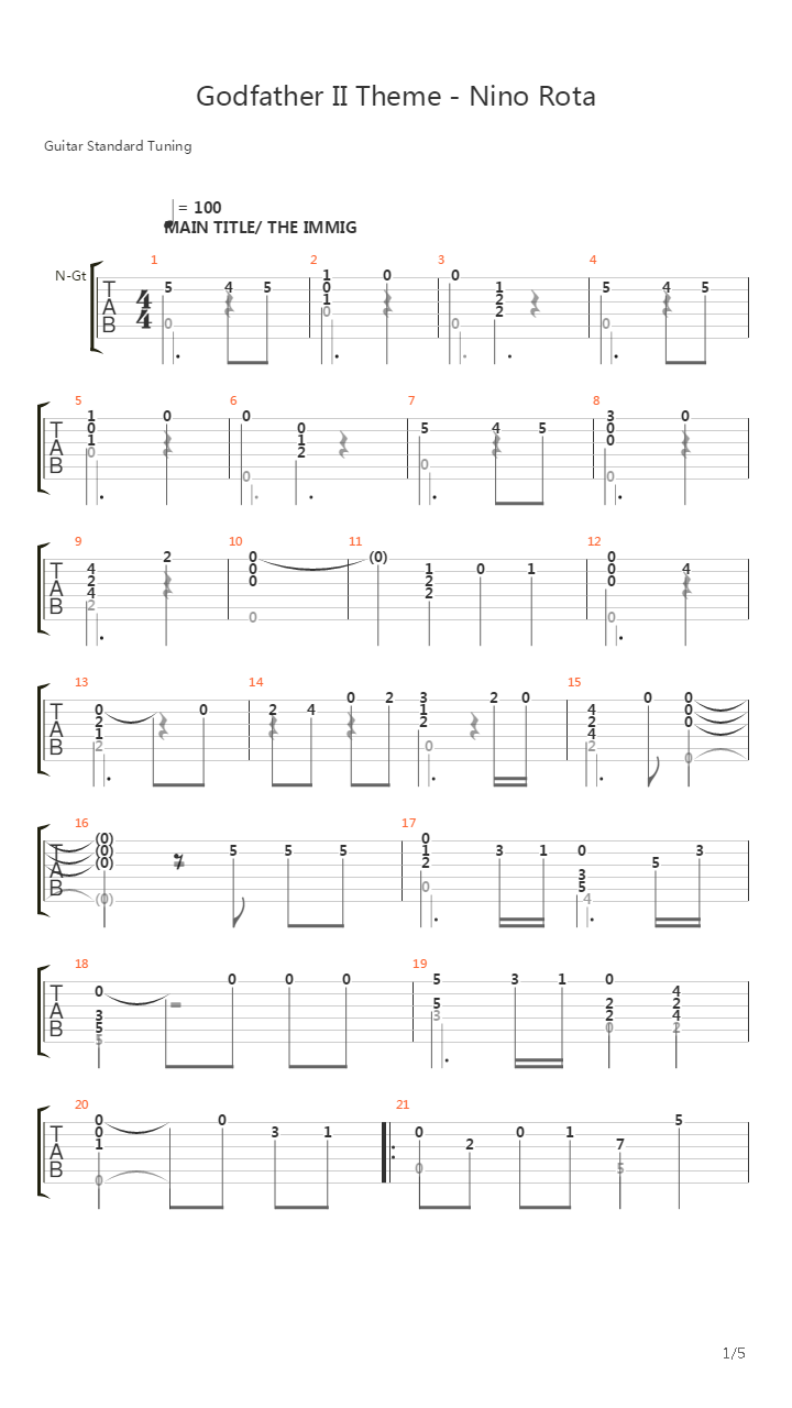 Godfather 2 theme吉他谱