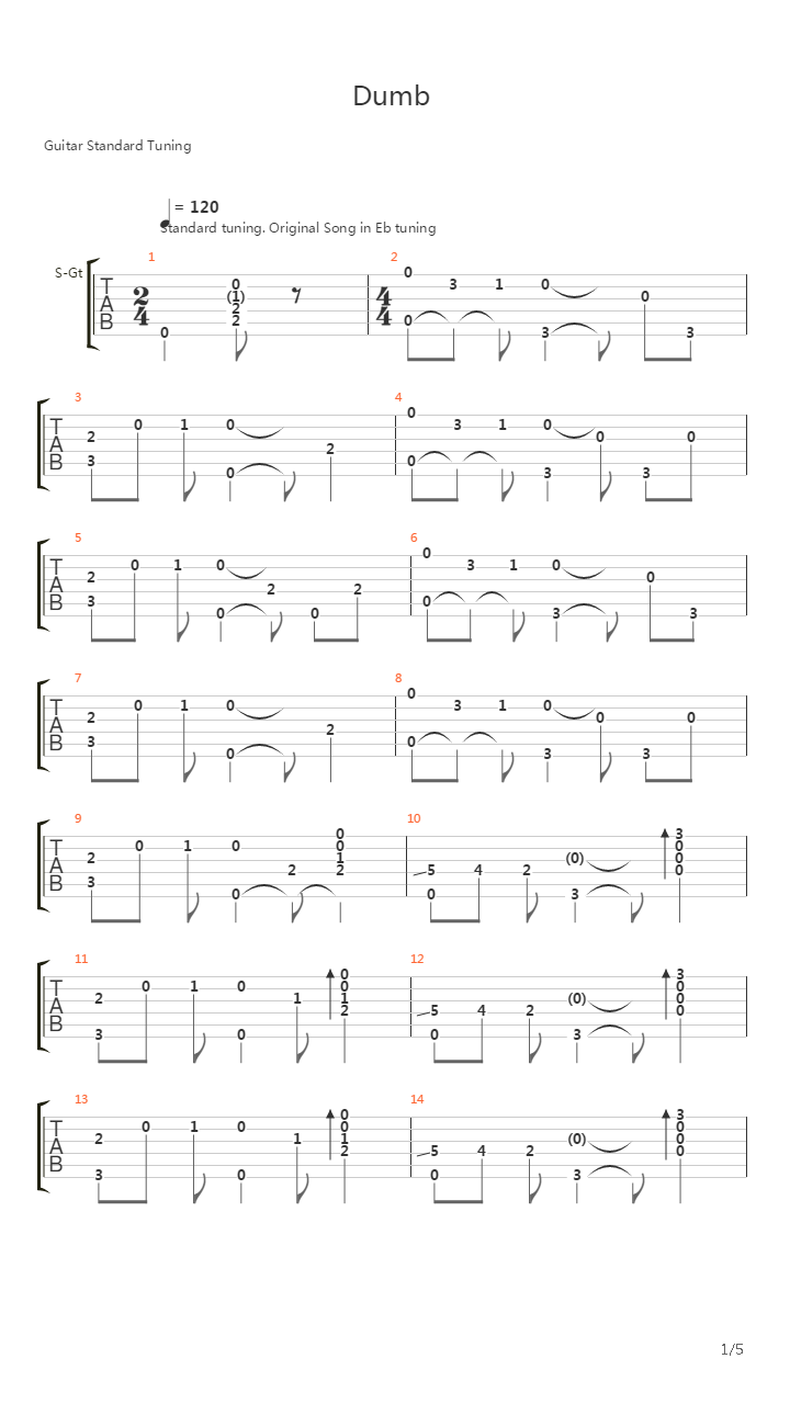 Dumb吉他谱