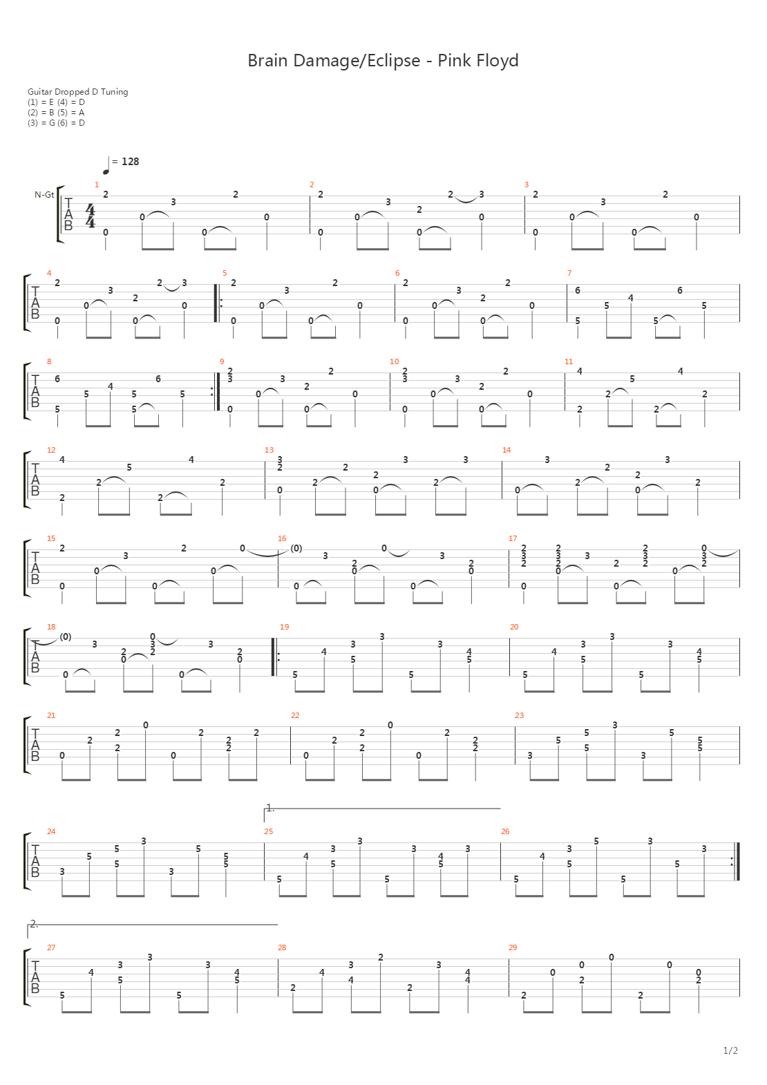 Brain DamageEclipse吉他谱