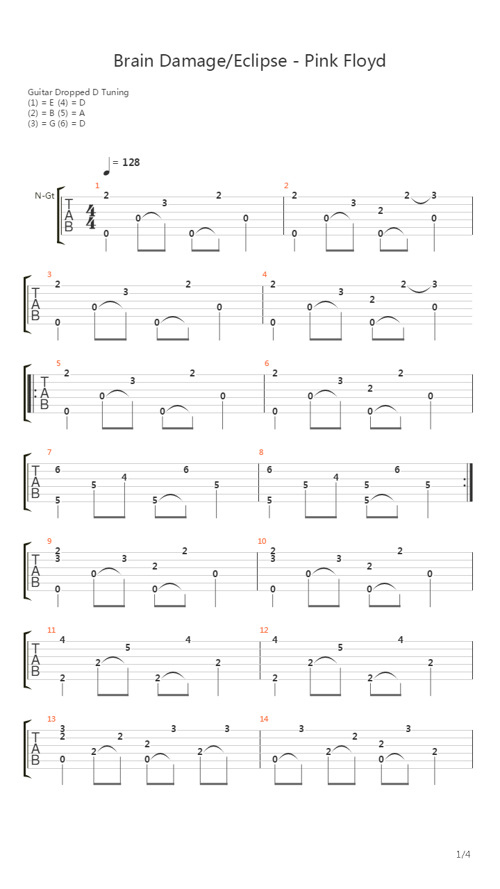 Brain DamageEclipse吉他谱