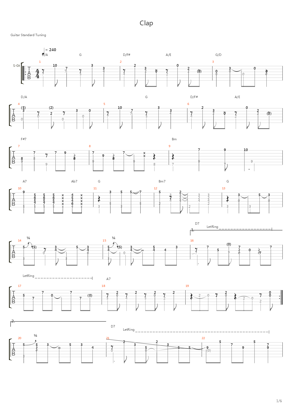 Clap吉他谱