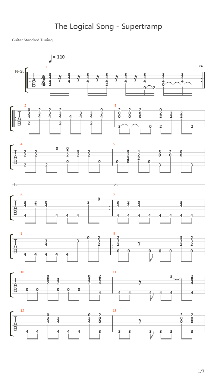 The Logical Song吉他谱