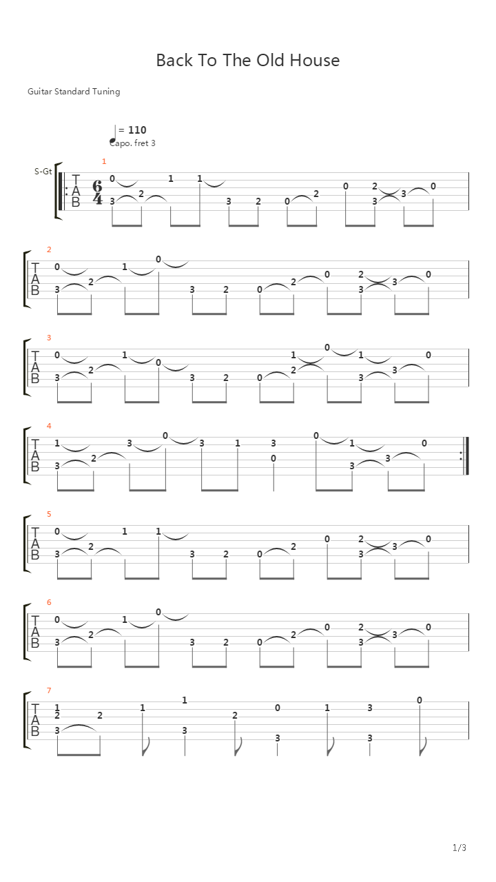 Back To The Old House吉他谱
