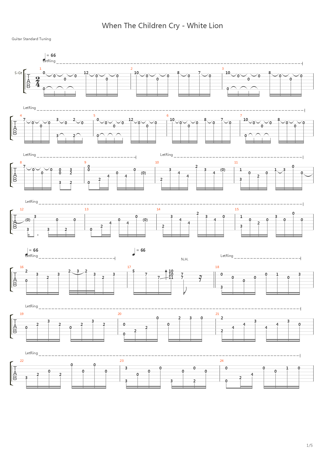When The Children Cry吉他谱