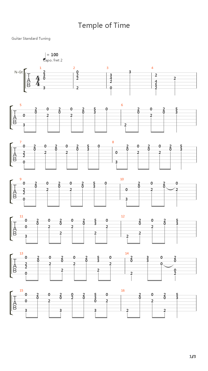 Maple Story(冒险岛) -Temple of Time(时间神殿)吉他谱
