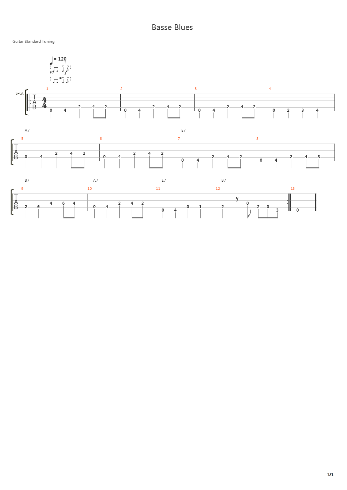 Blues Exercice(布鲁斯练习) 01吉他谱