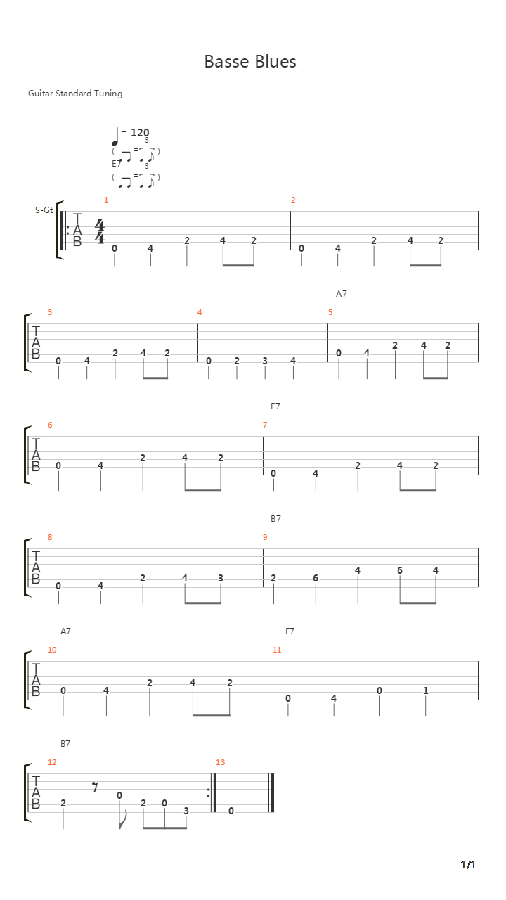 Blues Exercice(布鲁斯练习) 01吉他谱