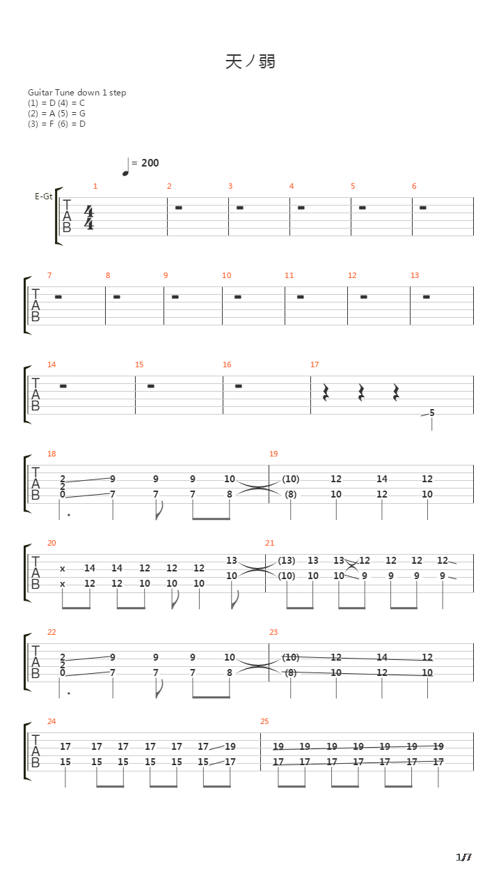 天ノ弱(天之弱 ピコver)吉他谱