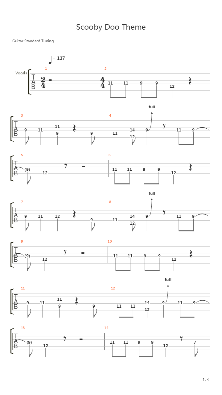 Scooby-Doo(史酷比) - Theme吉他谱