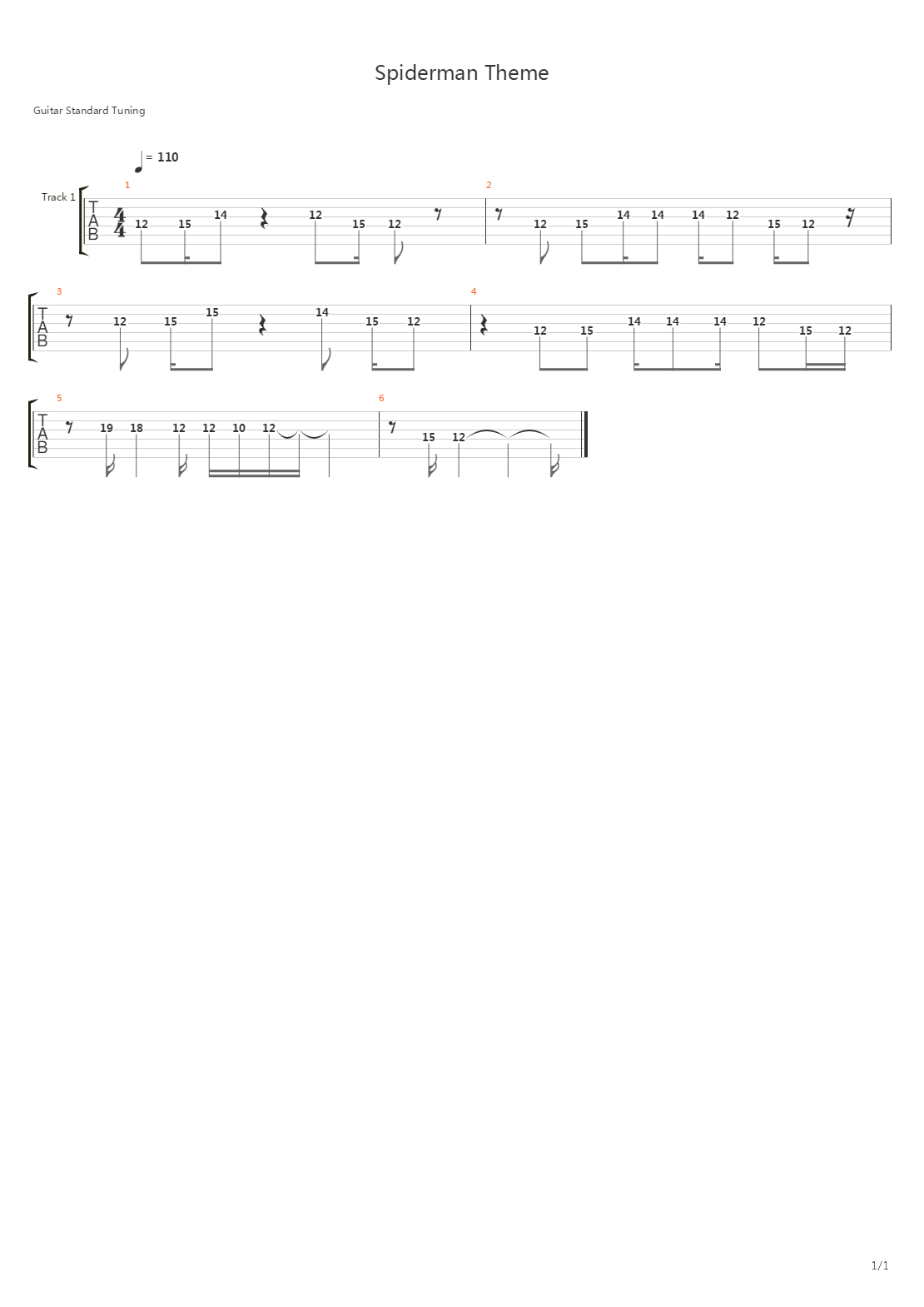 蜘蛛侠 - Spiderman Theme吉他谱