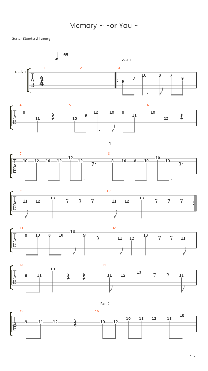 Fruit Basket(水果篮子) - Memory For You Melody Only吉他谱