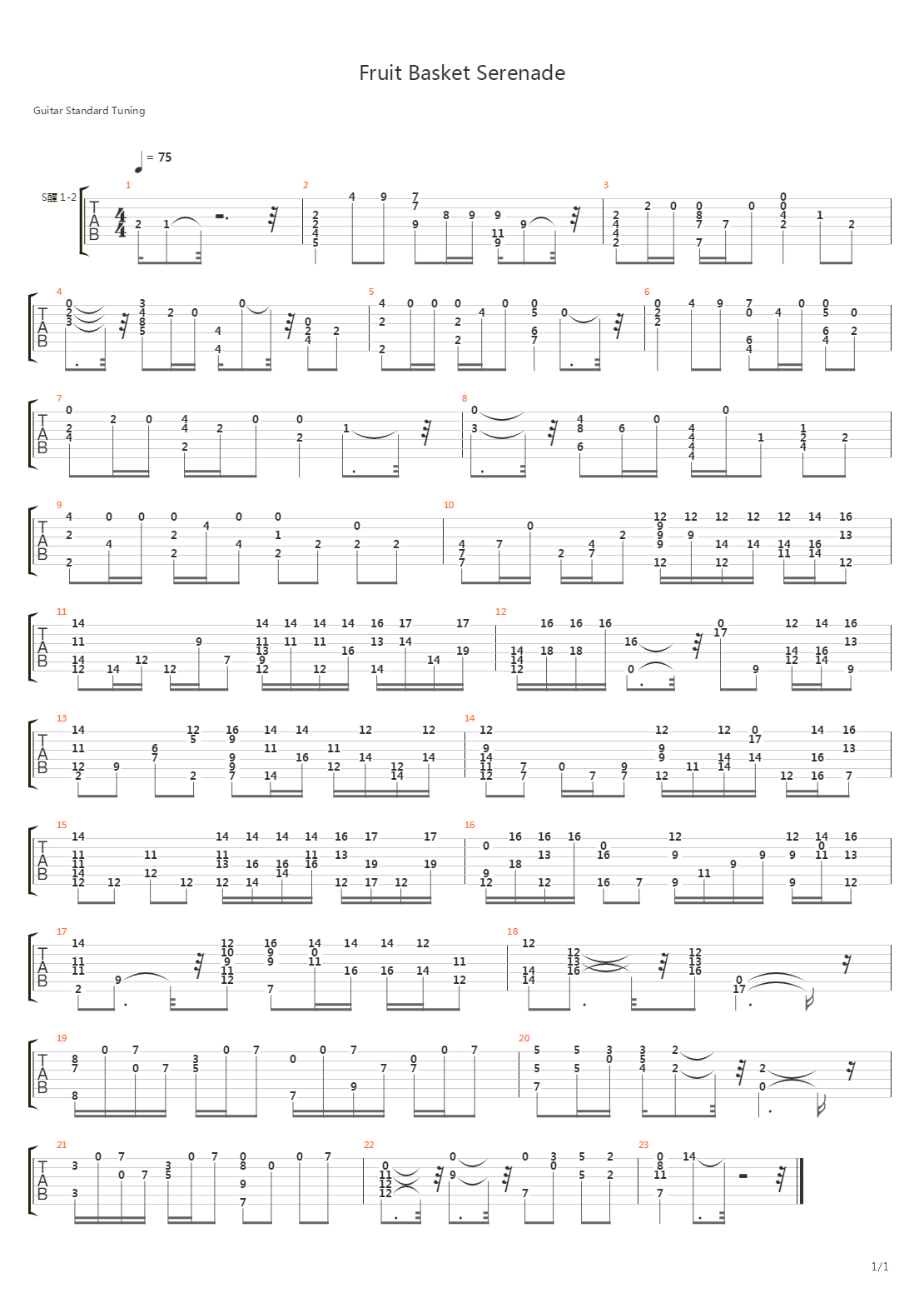Fruit Basket(水果篮子) - Serenade吉他谱