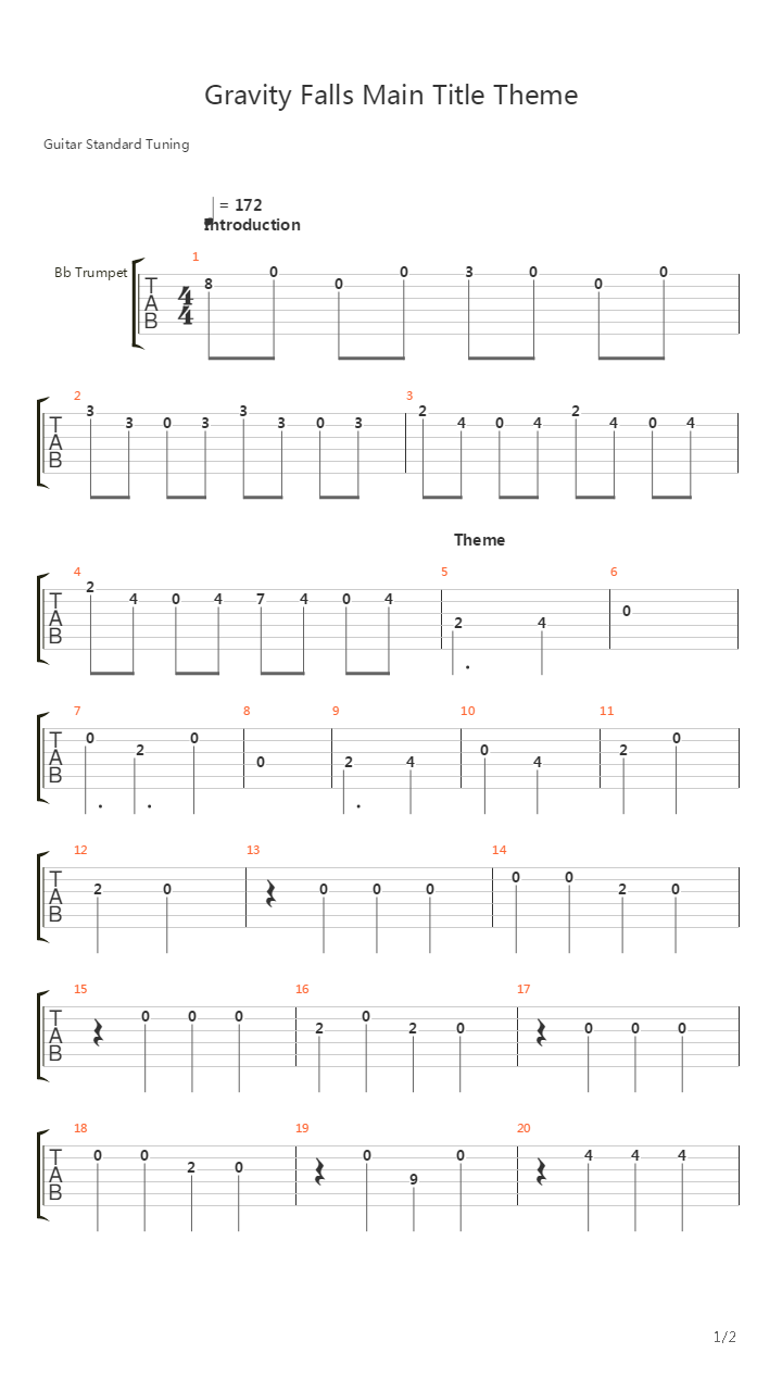 Gravity Falls(怪诞小镇) - Trumpet吉他谱