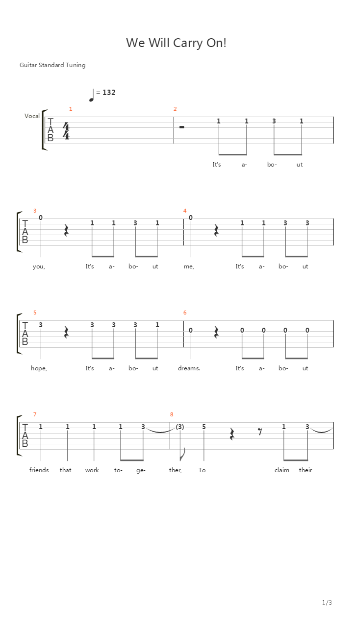 口袋妖怪 - We Will Carry On吉他谱