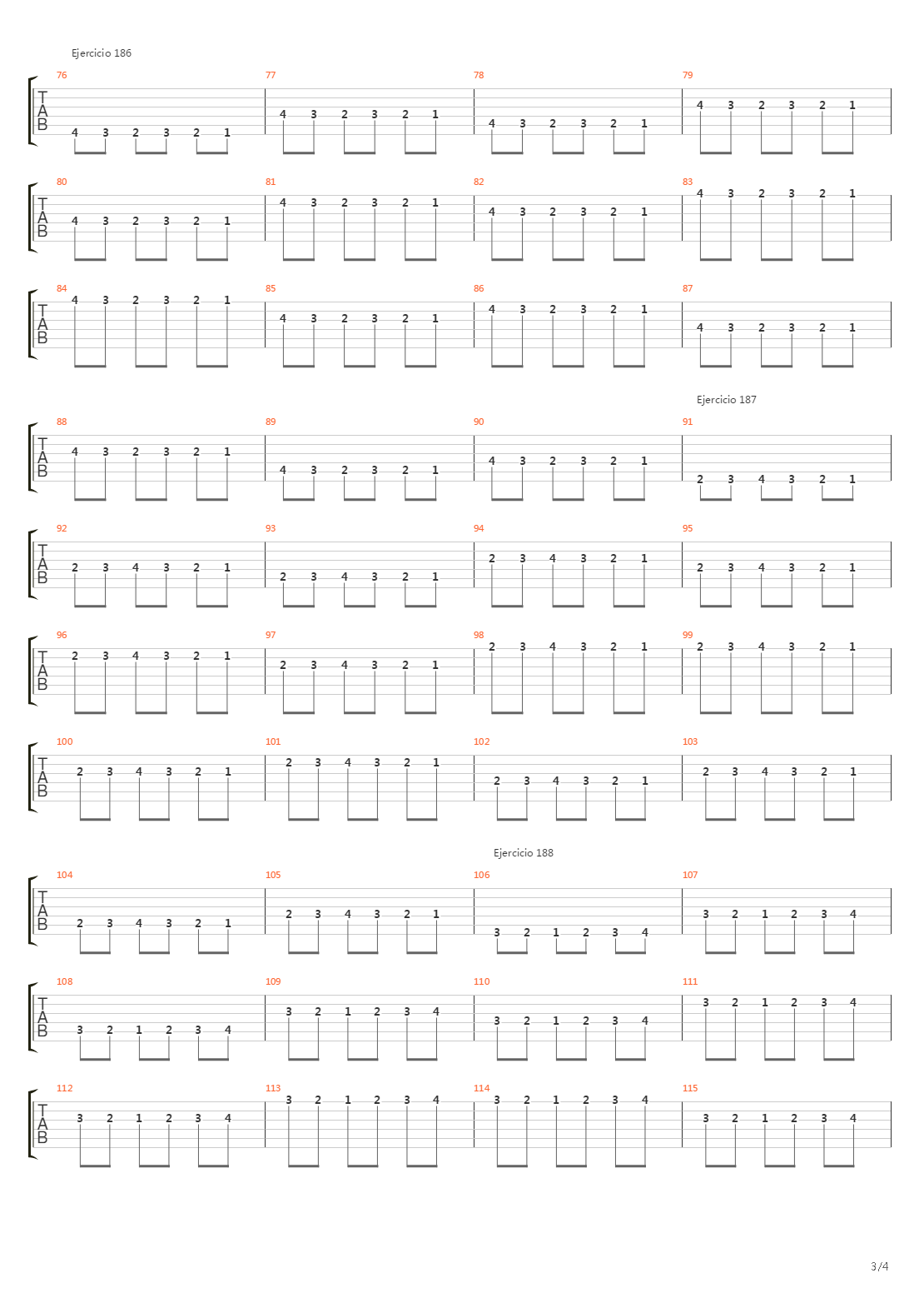 704 exercises for guitar, 1-96 - 181-190吉他谱