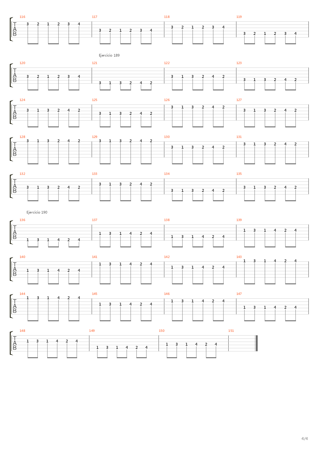 704 exercises for guitar, 1-96 - 181-190吉他谱