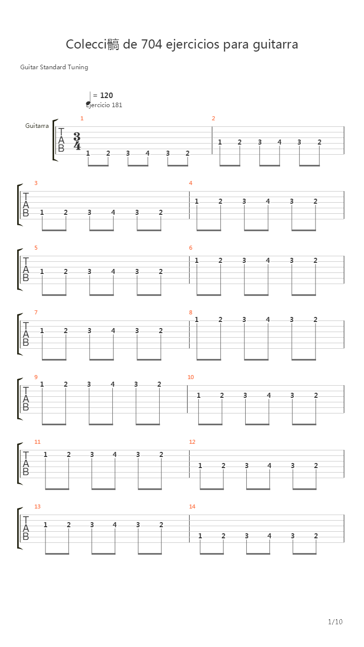 704 exercises for guitar, 1-96 - 181-190吉他谱