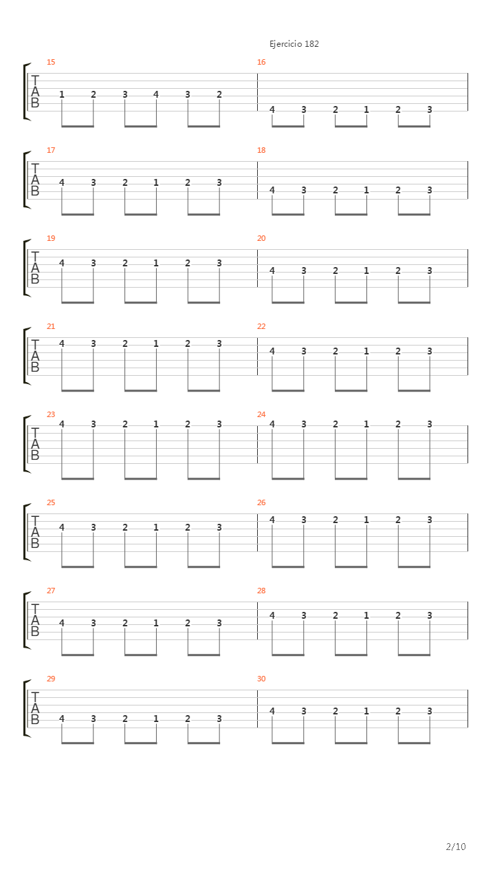 704 exercises for guitar, 1-96 - 181-190吉他谱