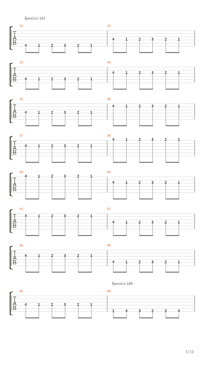 704 exercises for guitar, 1-96 - 181-190吉他谱