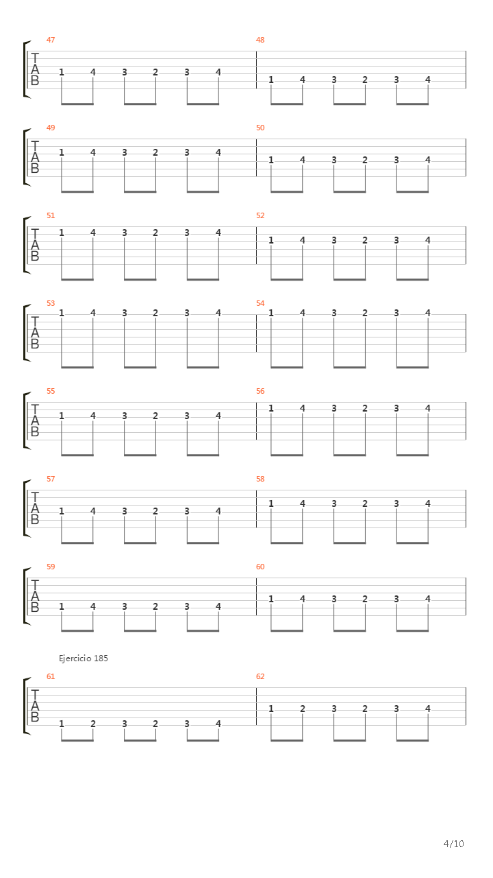 704 exercises for guitar, 1-96 - 181-190吉他谱