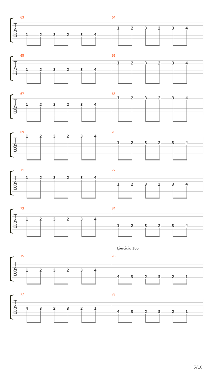 704 exercises for guitar, 1-96 - 181-190吉他谱