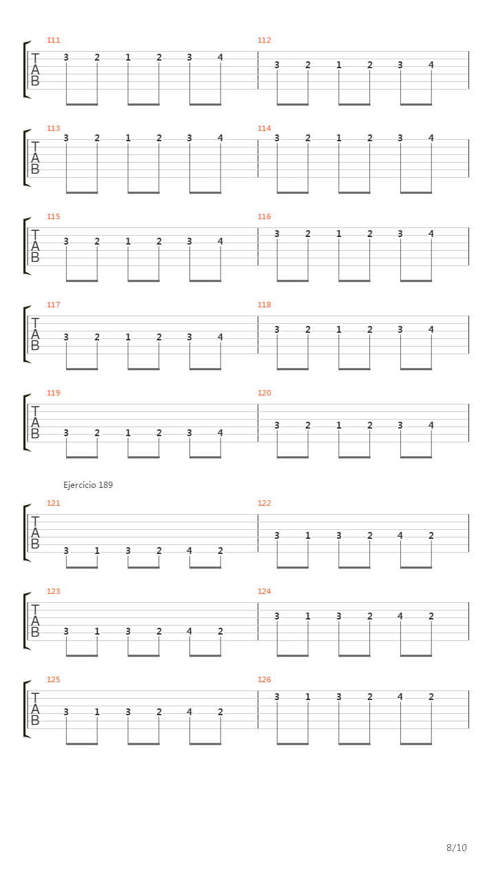 704 exercises for guitar, 1-96 - 181-190吉他谱