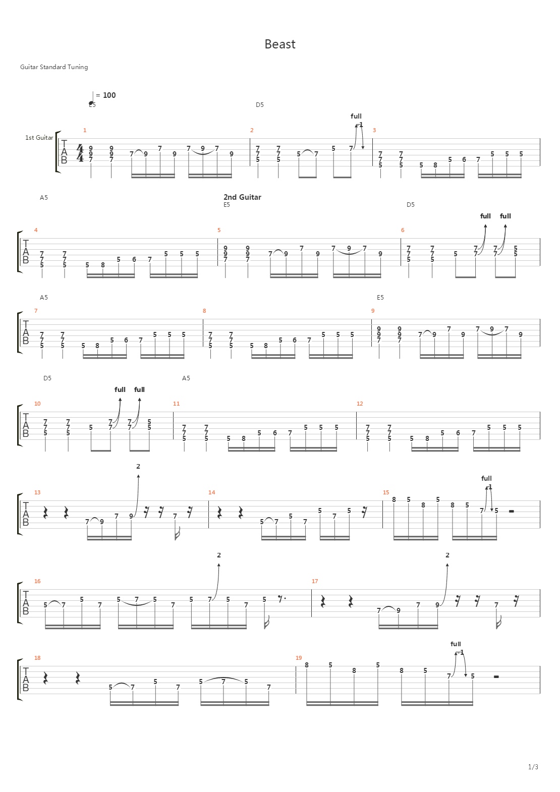 704 exercises for guitar, 1-96 - Beast吉他谱