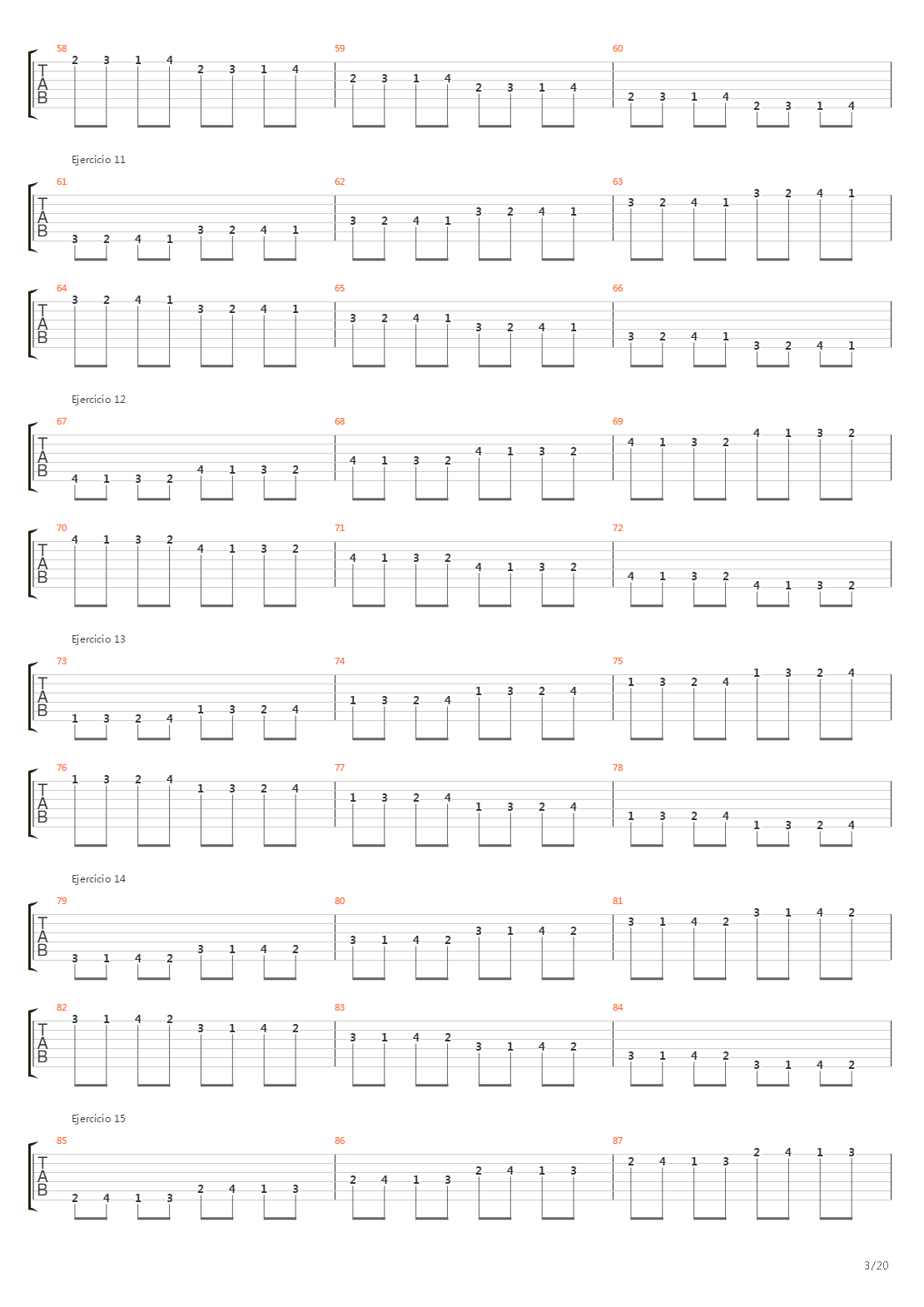 704 exercises for guitar, 1-96 - Exercises 1-96吉他谱