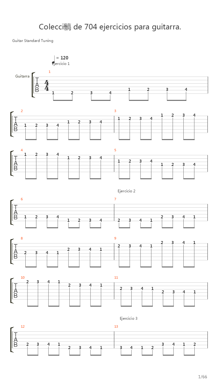 704 exercises for guitar, 1-96 - Exercises 1-96吉他谱