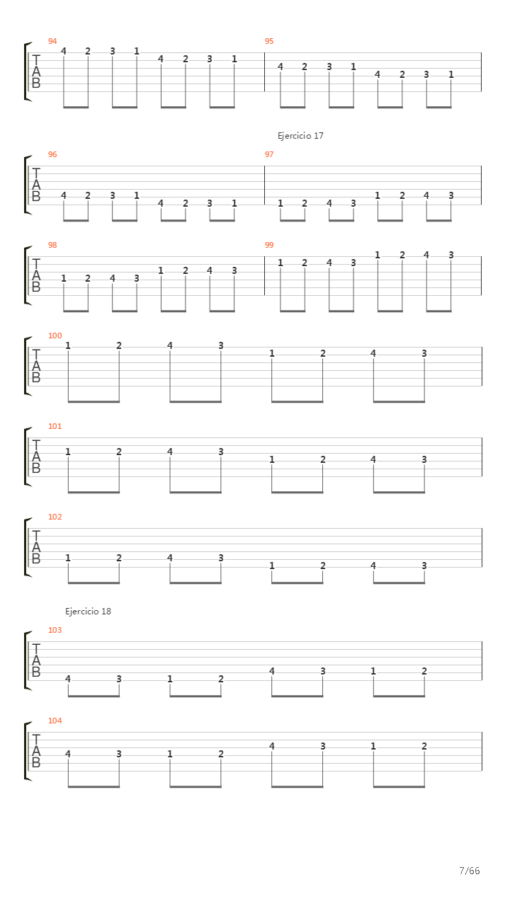 704 exercises for guitar, 1-96 - Exercises 1-96吉他谱