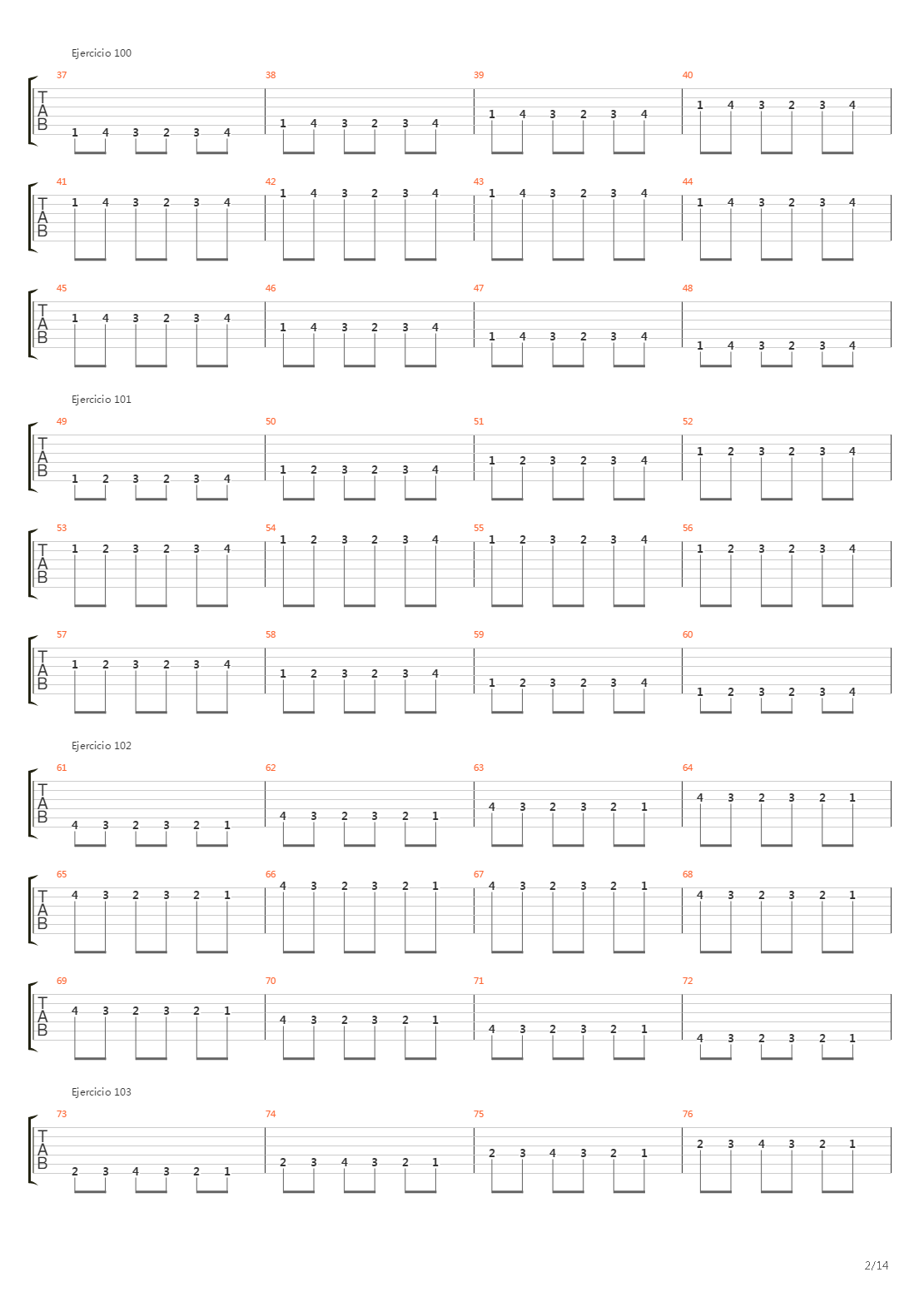 704 exercises for guitar, 1-96 - Exercises 97-140吉他谱