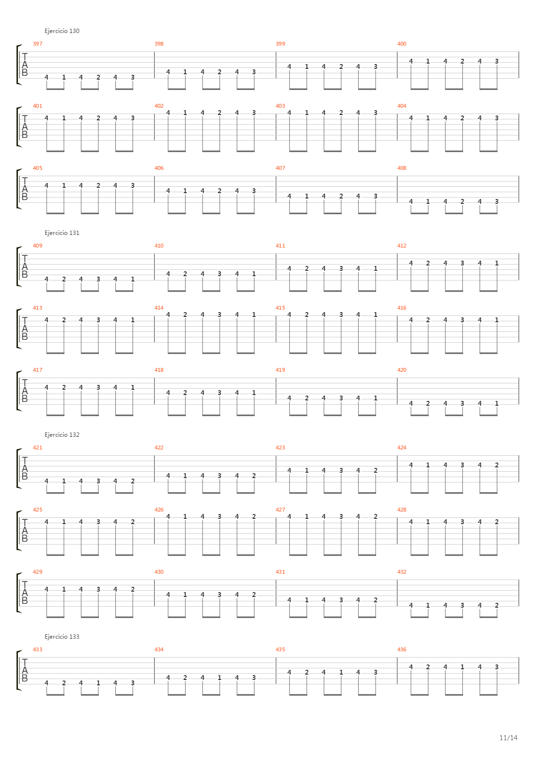 704 exercises for guitar, 1-96 - Exercises 97-140吉他谱