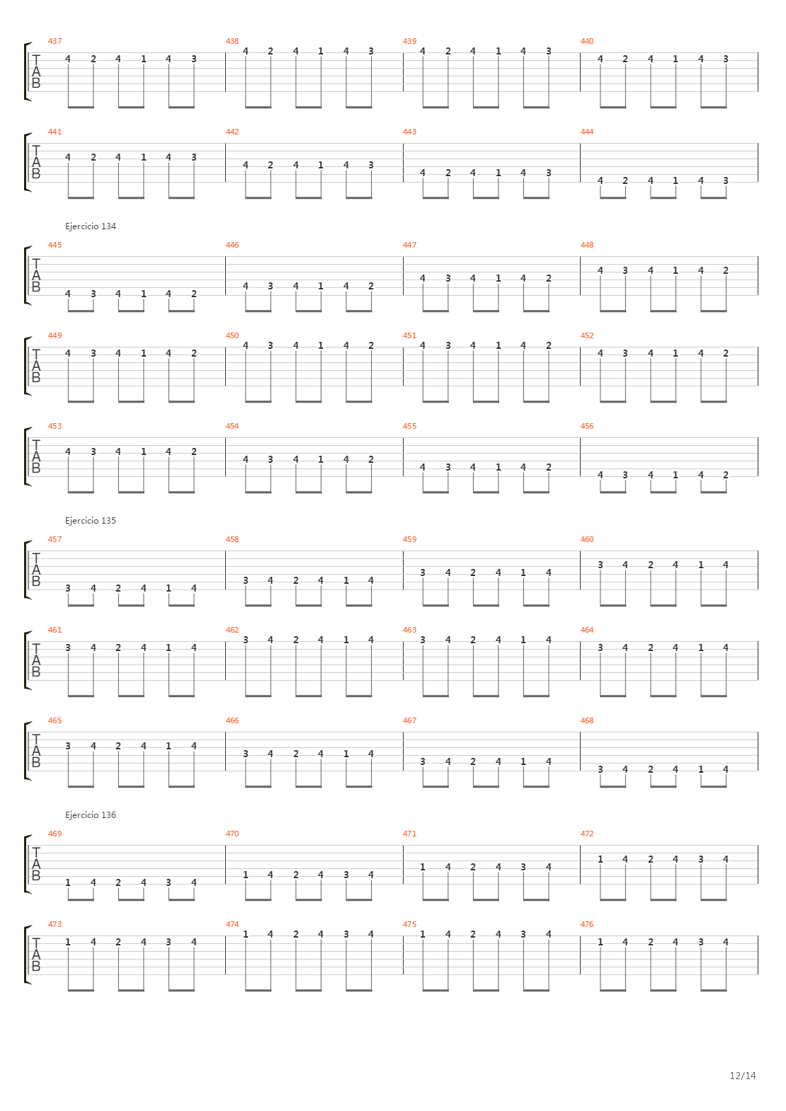 704 exercises for guitar, 1-96 - Exercises 97-140吉他谱