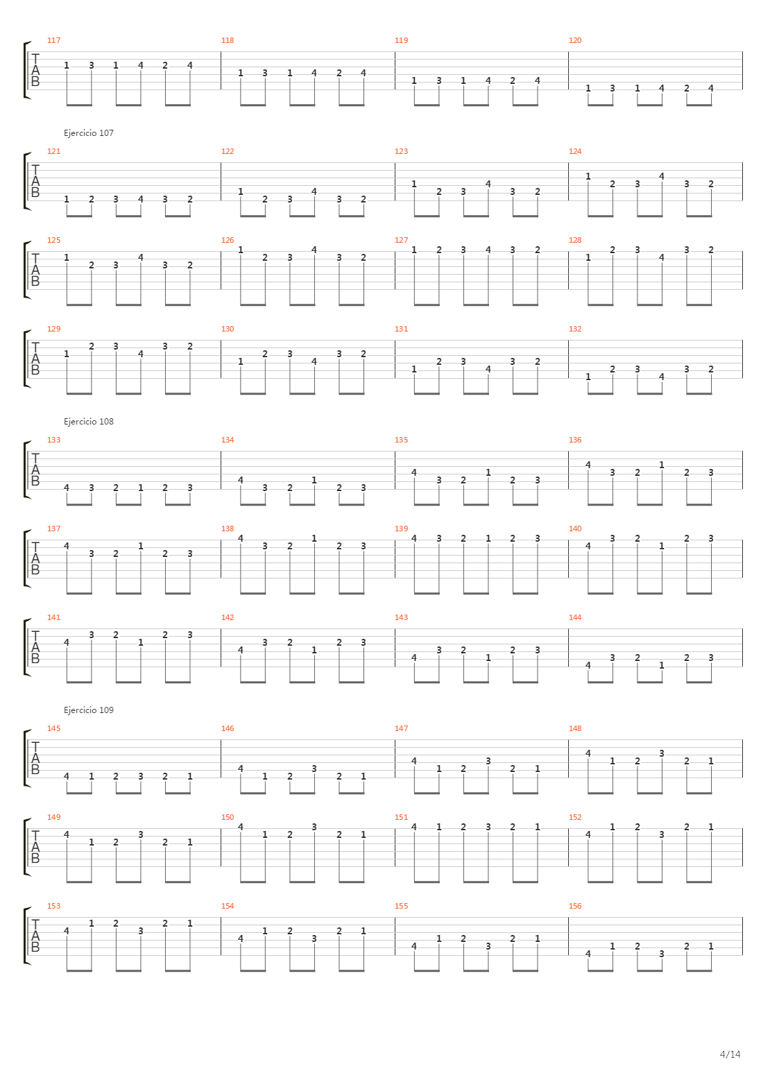 704 exercises for guitar, 1-96 - Exercises 97-140吉他谱