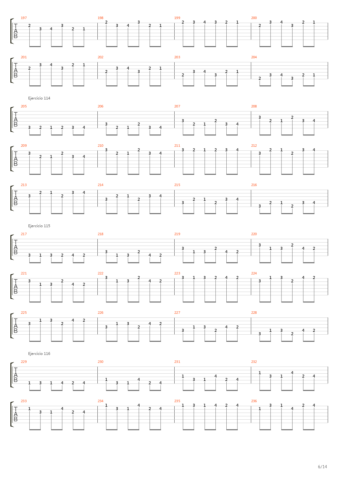 704 exercises for guitar, 1-96 - Exercises 97-140吉他谱