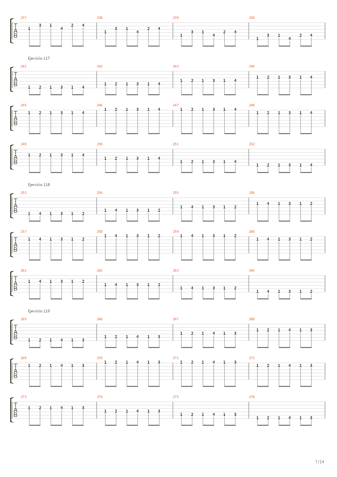 704 exercises for guitar, 1-96 - Exercises 97-140吉他谱