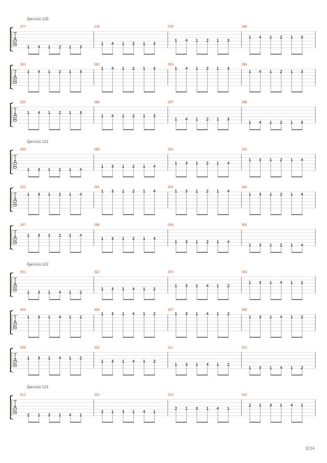 704 exercises for guitar, 1-96 - Exercises 97-140吉他谱