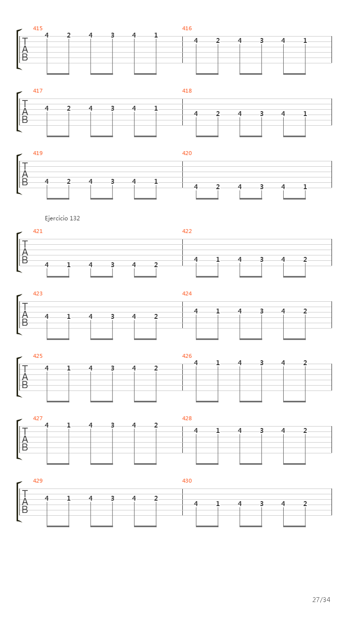 704 exercises for guitar, 1-96 - Exercises 97-140吉他谱