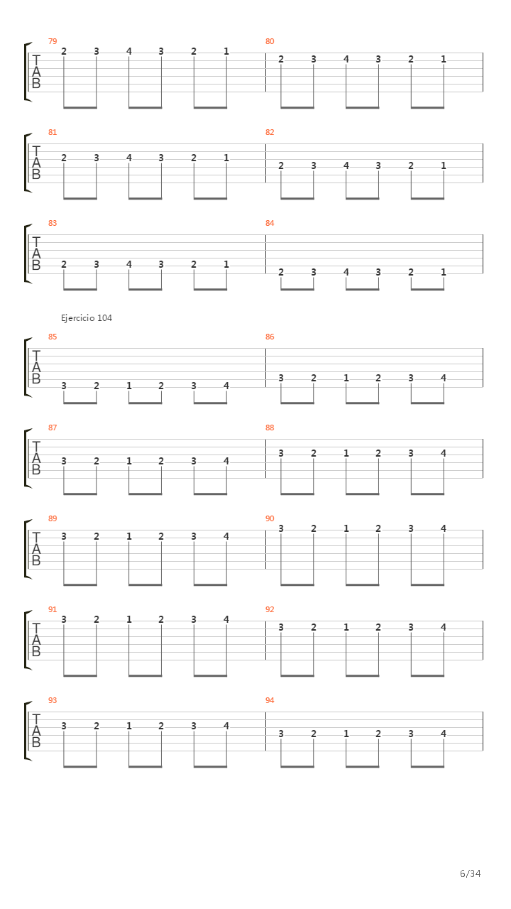 704 exercises for guitar, 1-96 - Exercises 97-140吉他谱