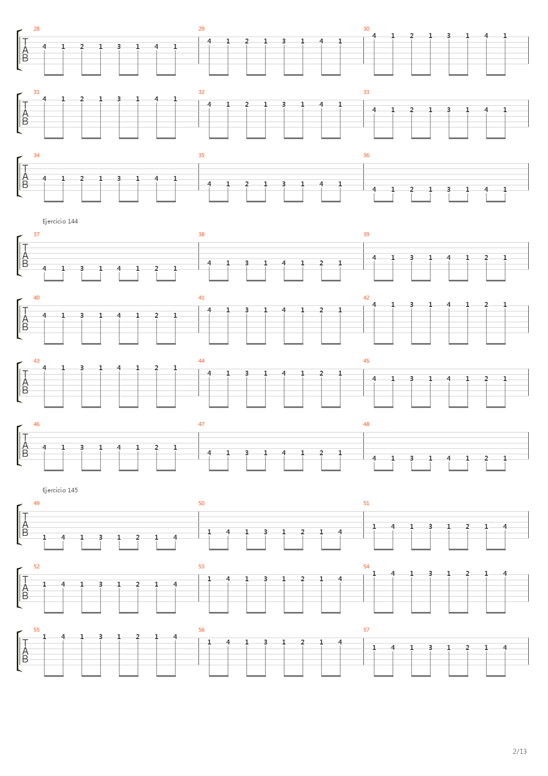 704 exercises for guitar, 1-96 - Exercises 141-180吉他谱