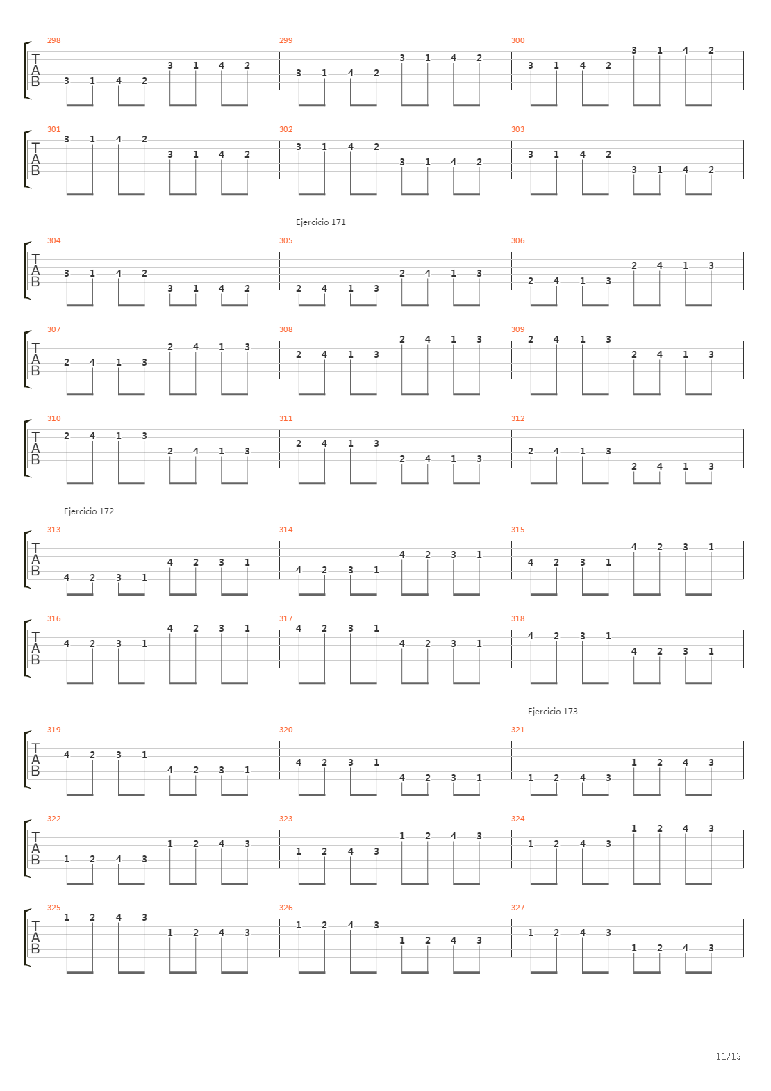 704 exercises for guitar, 1-96 - Exercises 141-180吉他谱