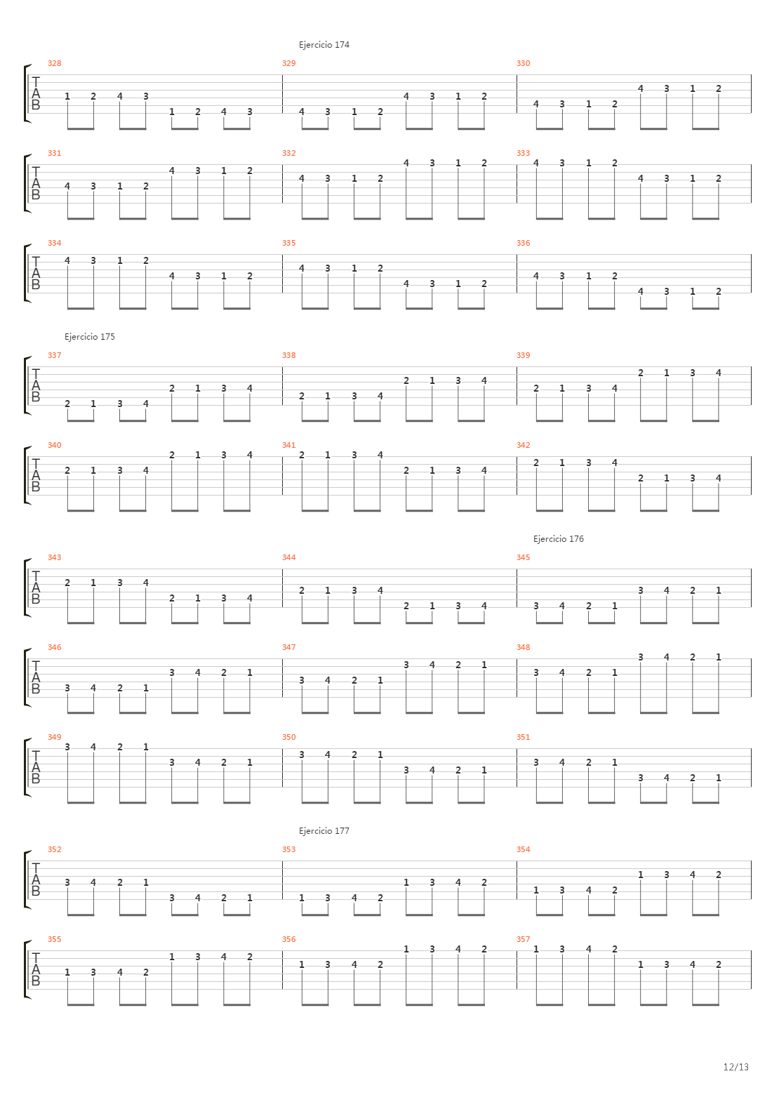 704 exercises for guitar, 1-96 - Exercises 141-180吉他谱