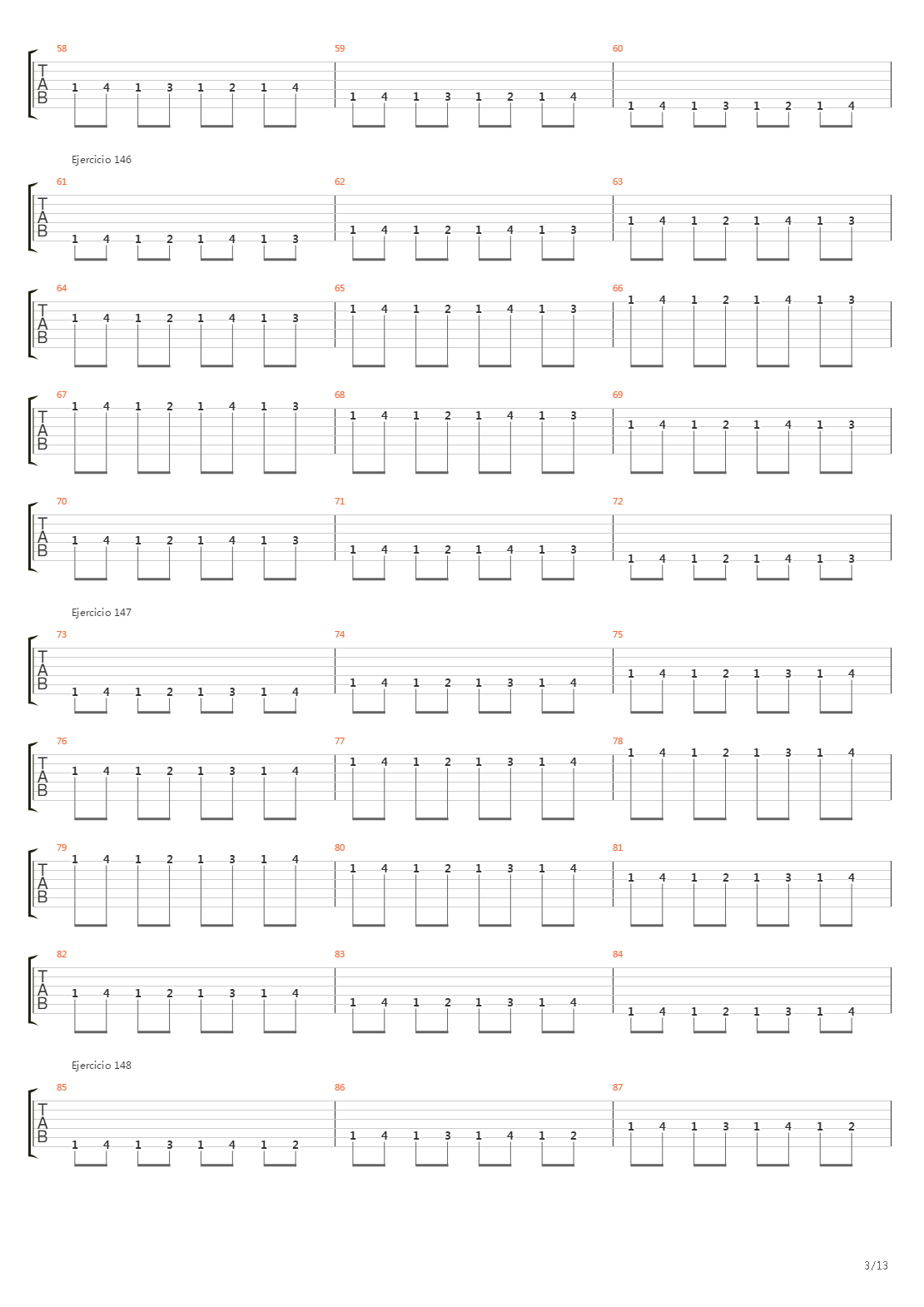 704 exercises for guitar, 1-96 - Exercises 141-180吉他谱