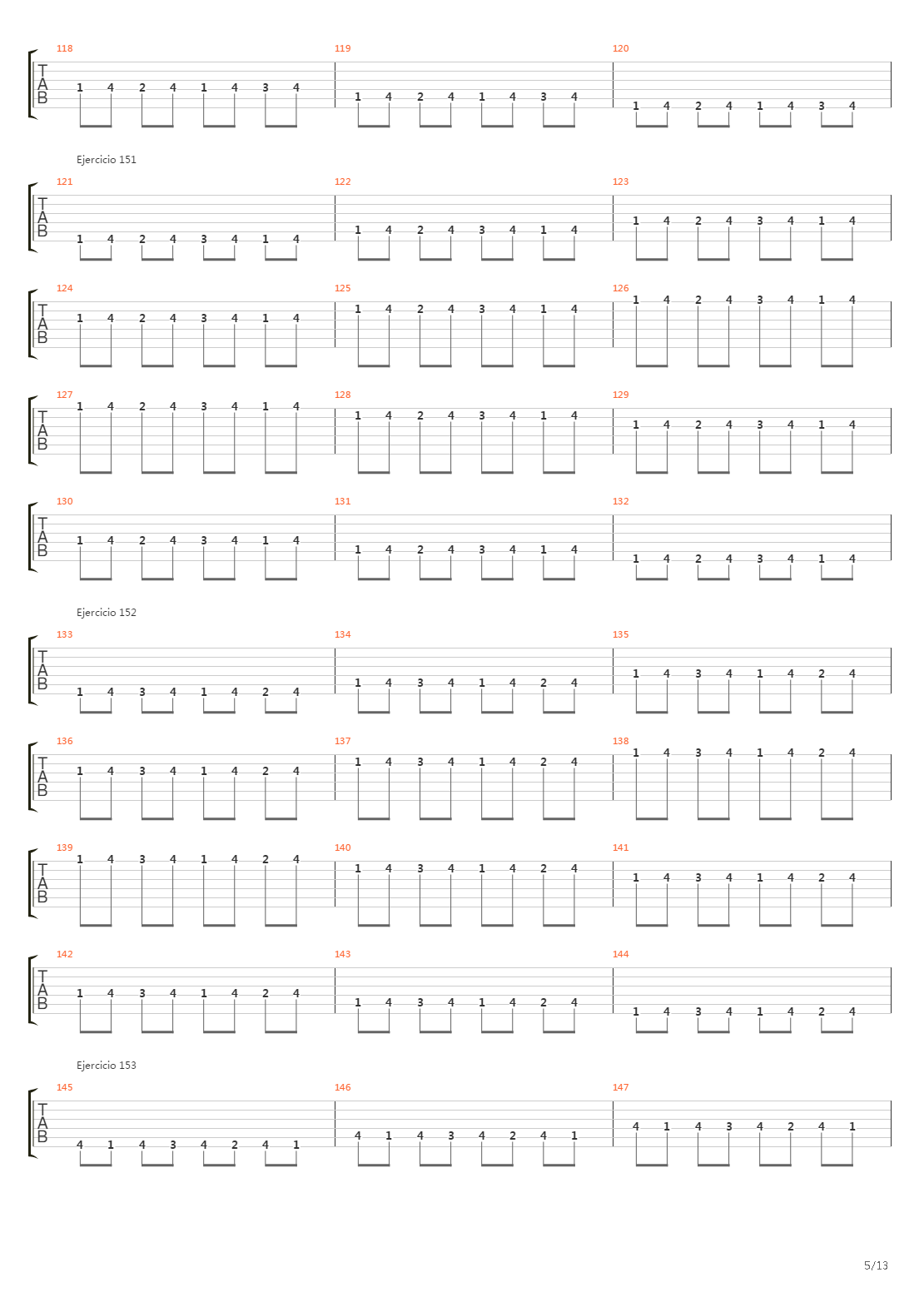 704 exercises for guitar, 1-96 - Exercises 141-180吉他谱