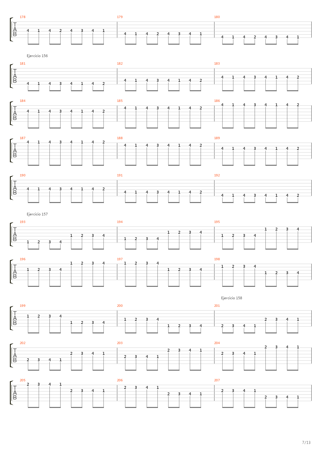 704 exercises for guitar, 1-96 - Exercises 141-180吉他谱