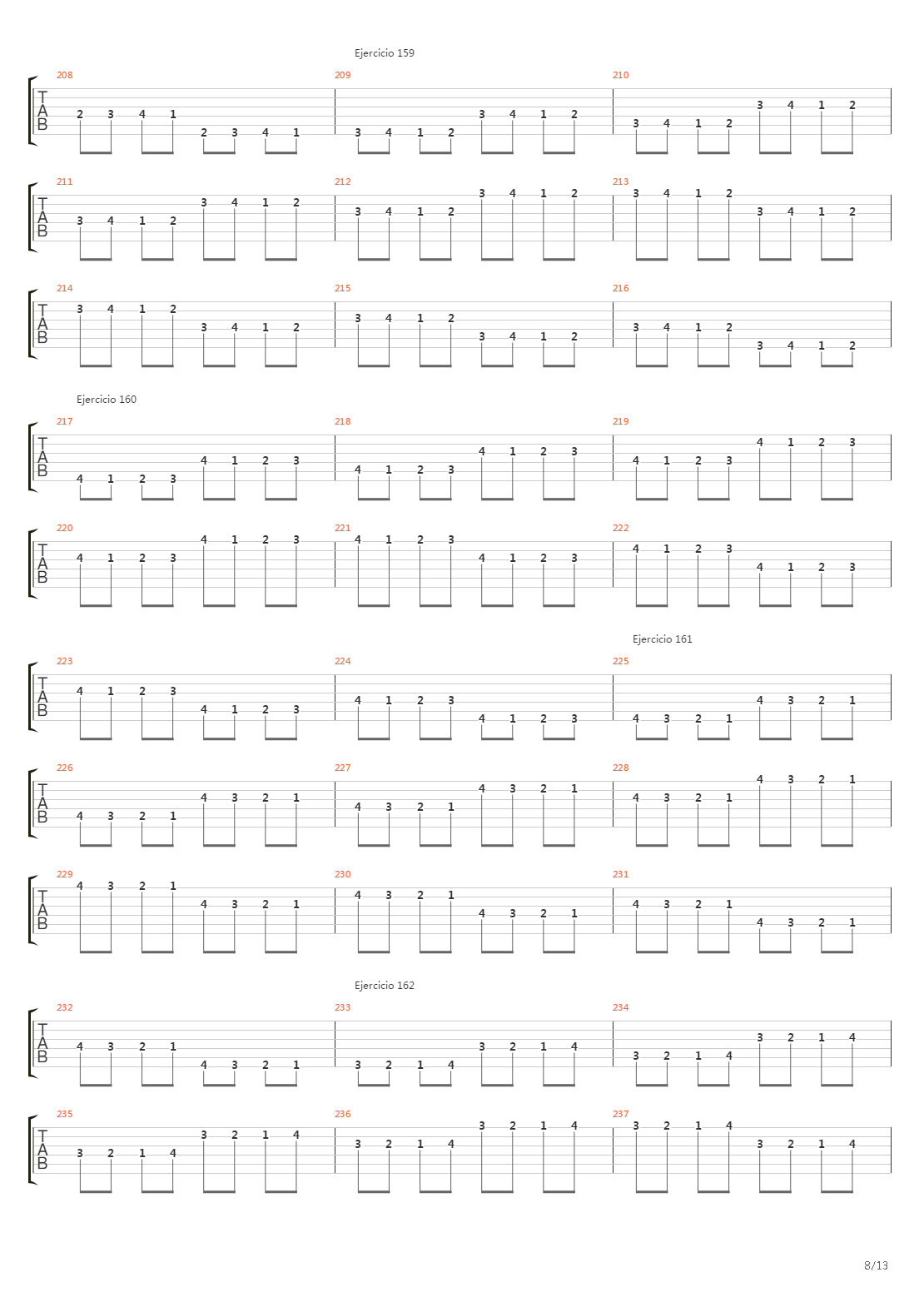 704 exercises for guitar, 1-96 - Exercises 141-180吉他谱