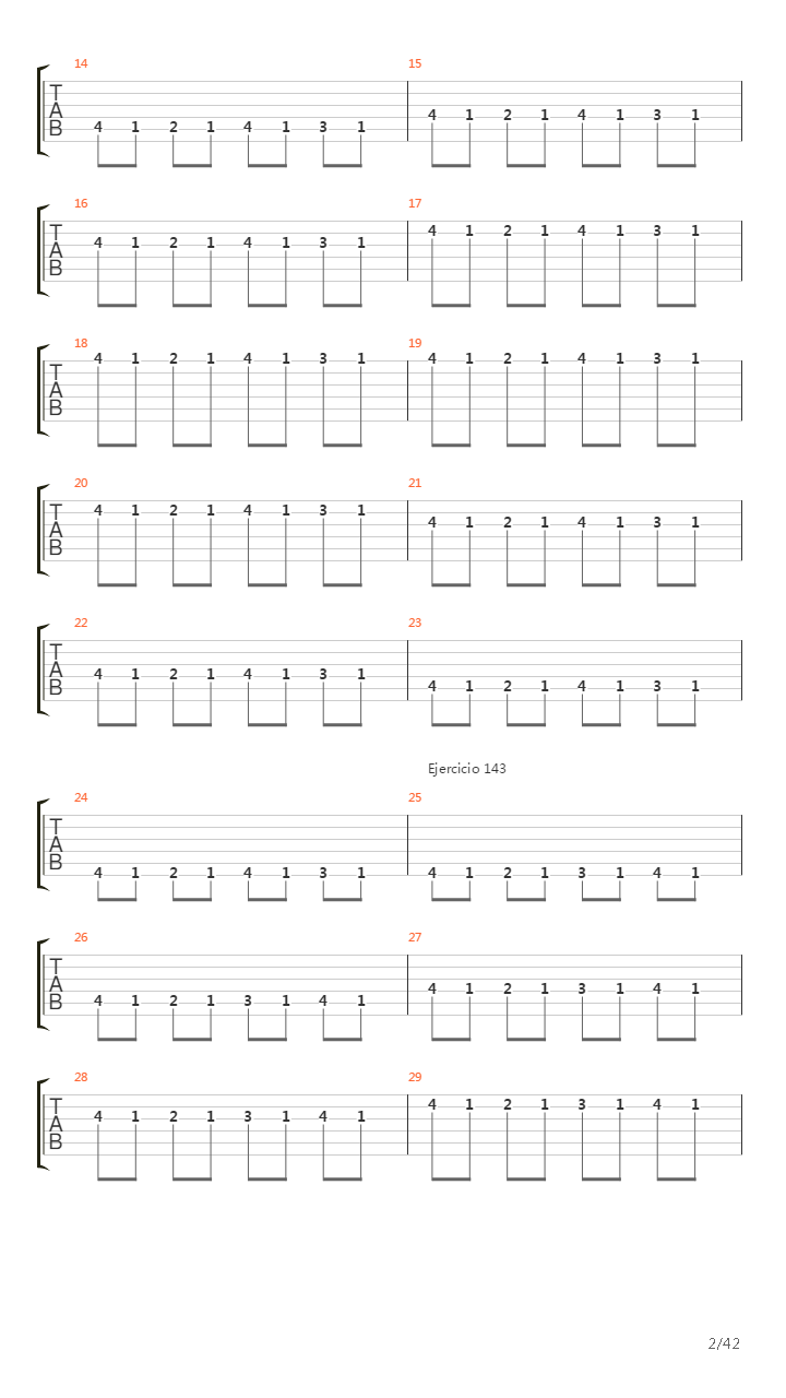 704 exercises for guitar, 1-96 - Exercises 141-180吉他谱